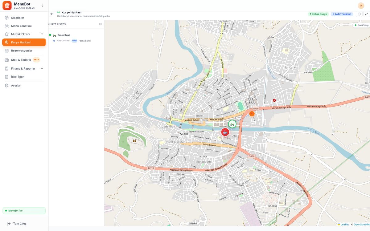 MenuBot Partner courier map (demo data)